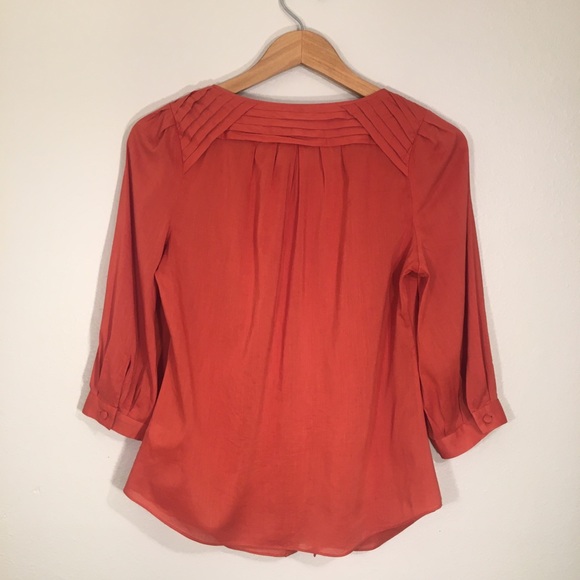 ANTHROPOLOGIE Button Down Smoked Orange Shirt - Picture 7 of 12